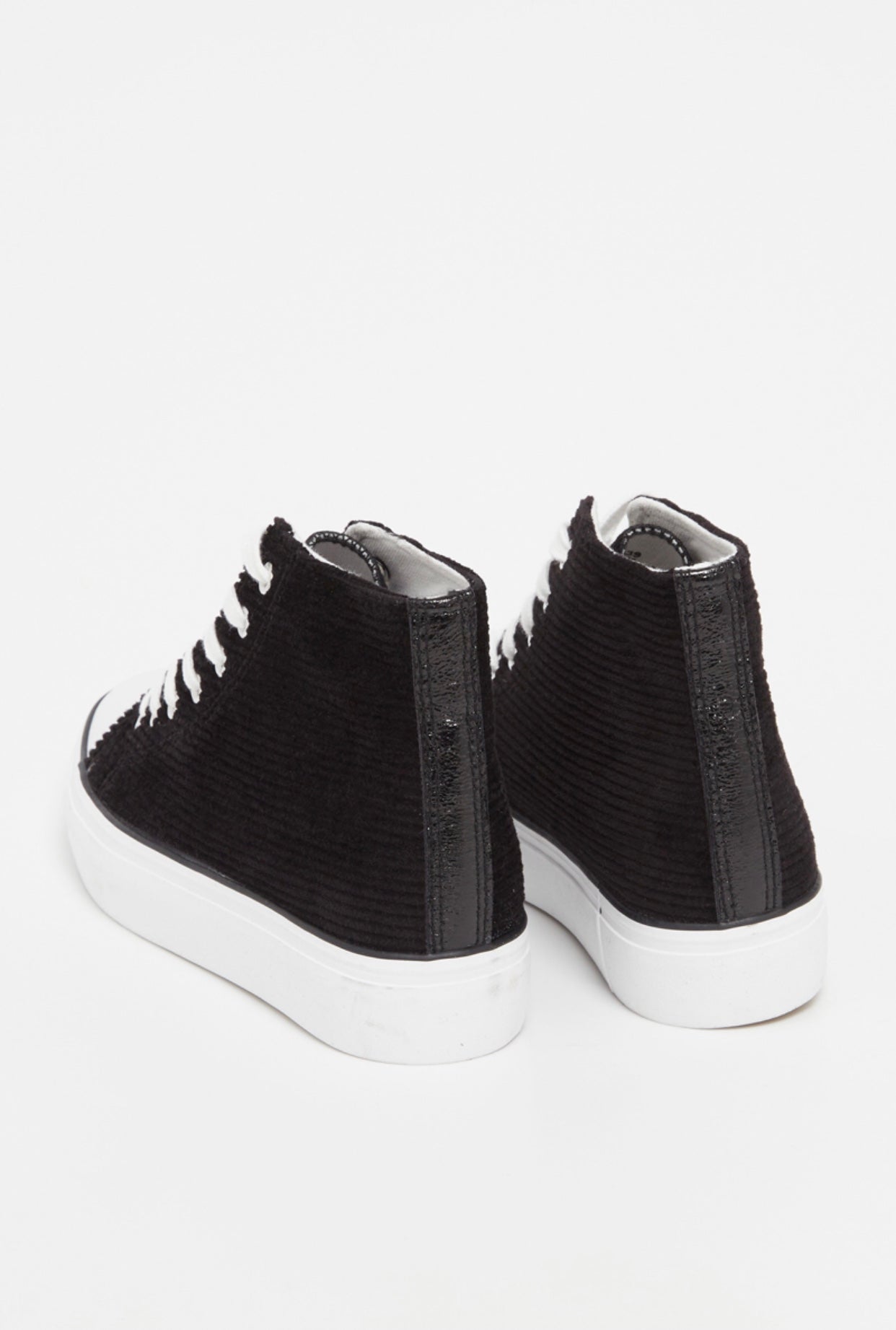 Baskets montantes plateformes avec lacets, en velours Noir