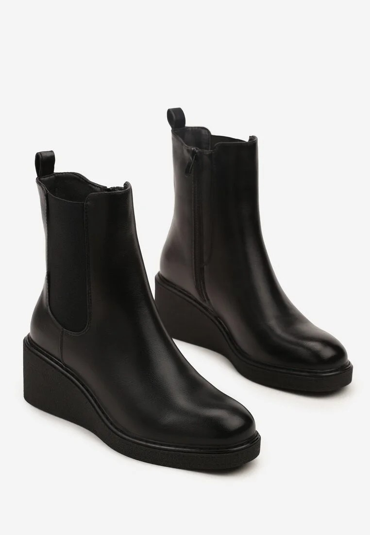 Bottines femmes compensées à plateforme, Noir