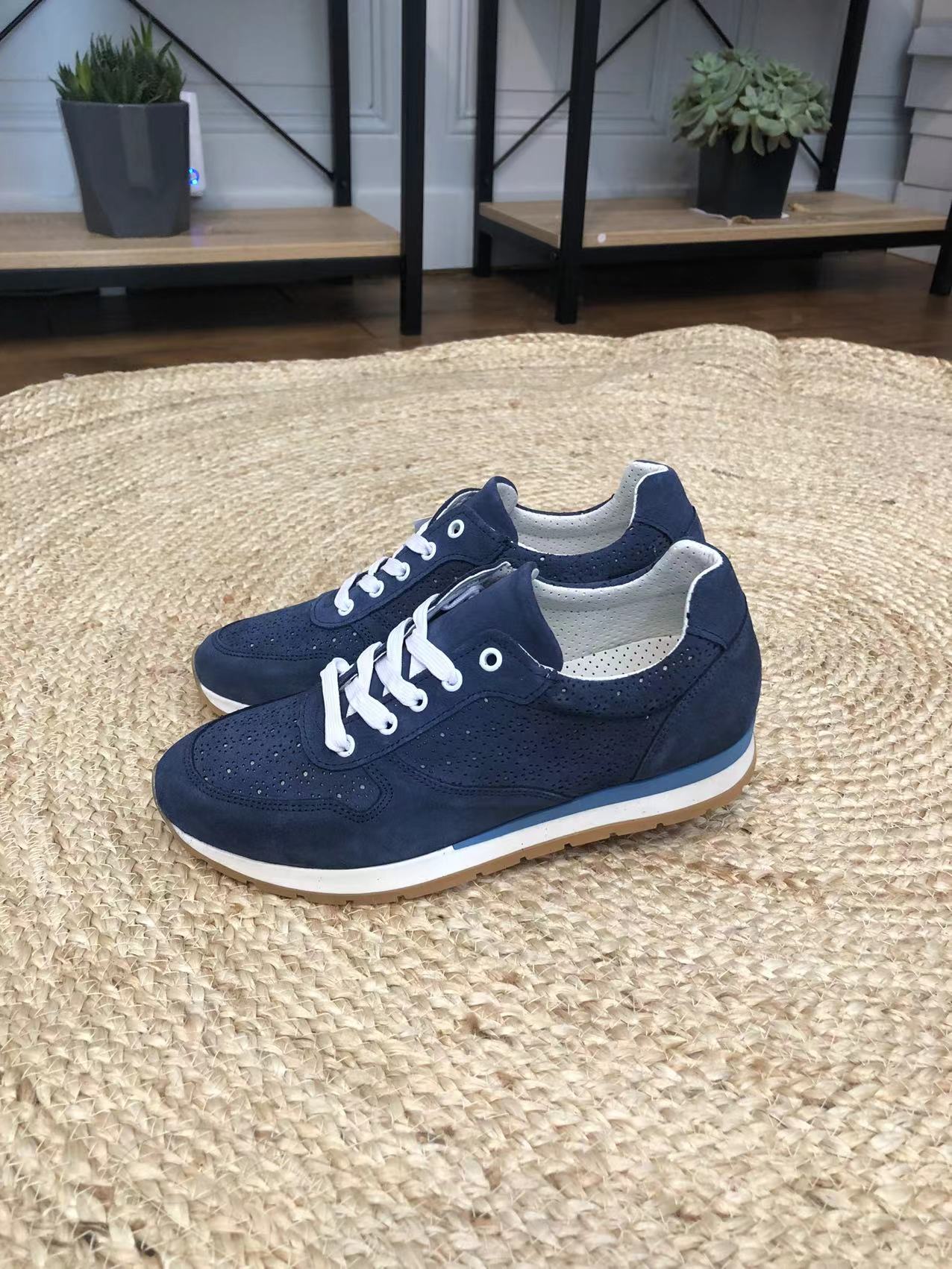 Tennis Femme Cuir marche confort, Bleu marine