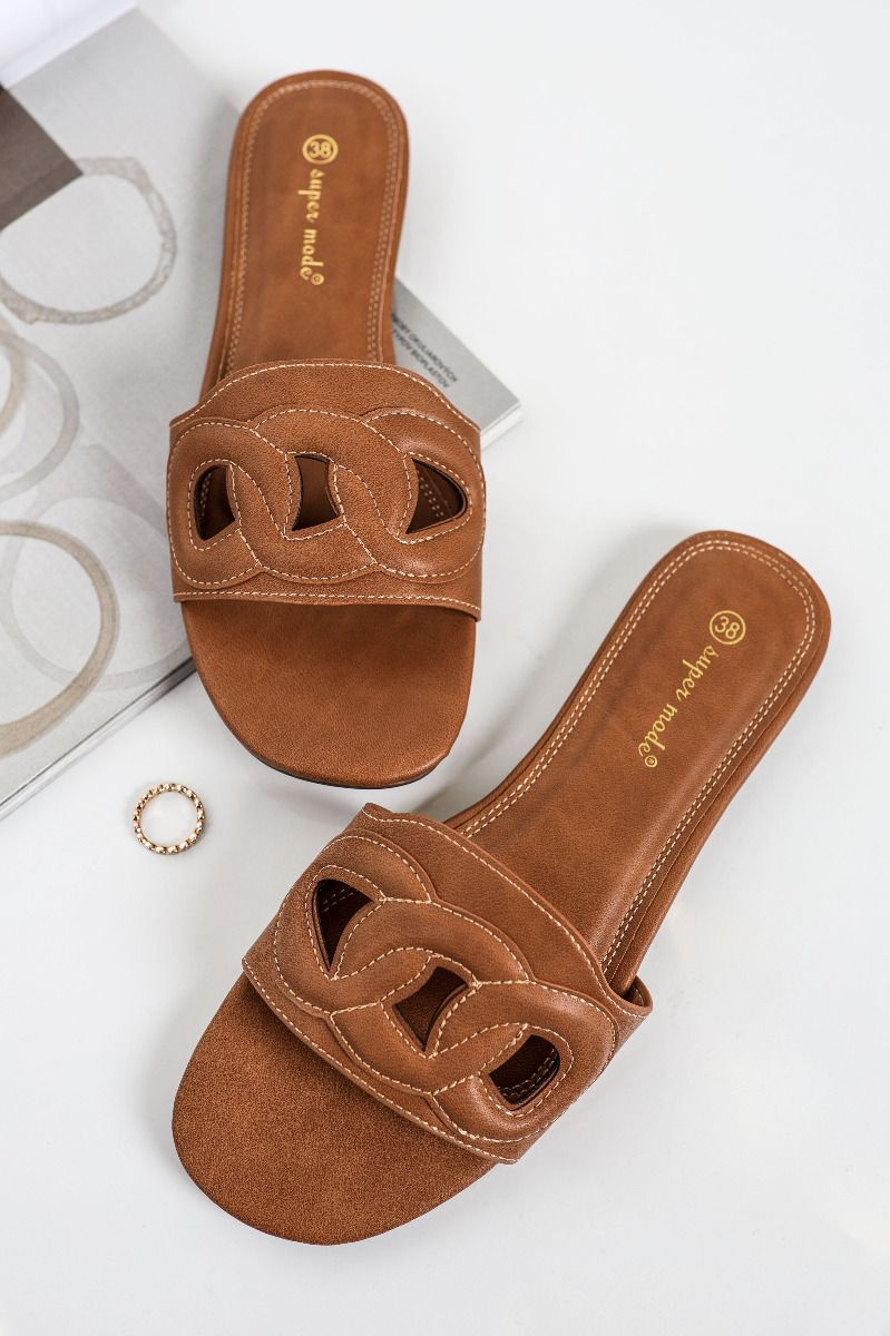 Mules Marrons nu-pieds plates pour femmes