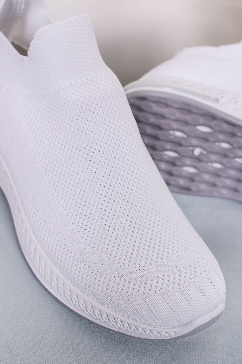 Sneakers femmes plats sans lacets, Blanc