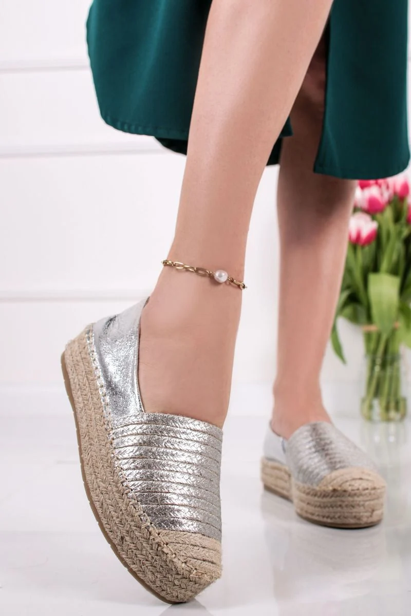 Espadrilles compensées argentées sales