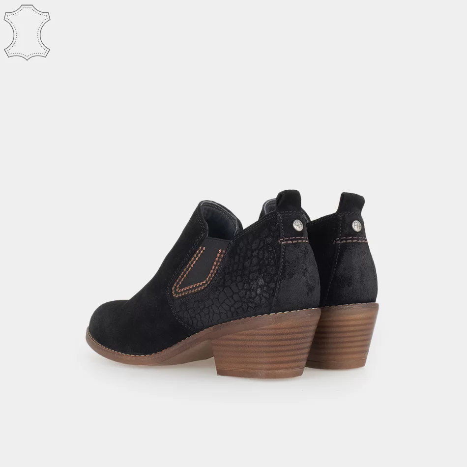 Bottines chelsea à talons, en cuir daim Noir