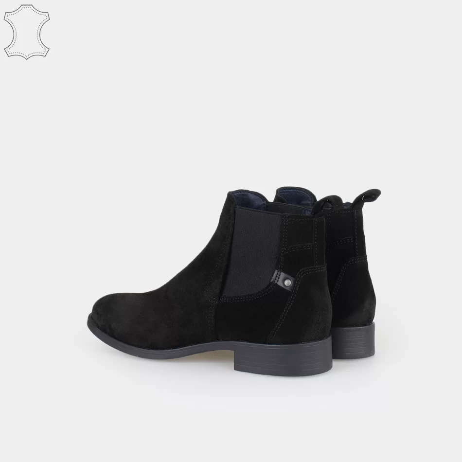 Bottines femmes chelsea en cuir daim noir