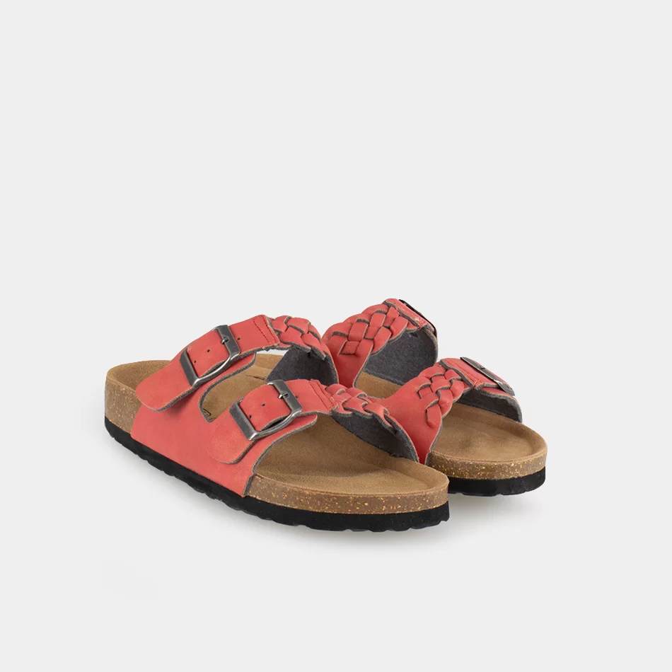 Mules femmes à double bride ajustable, corail