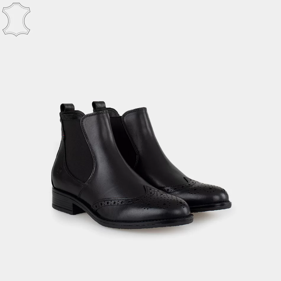 Bottines Chelsea femmes en cuir noir