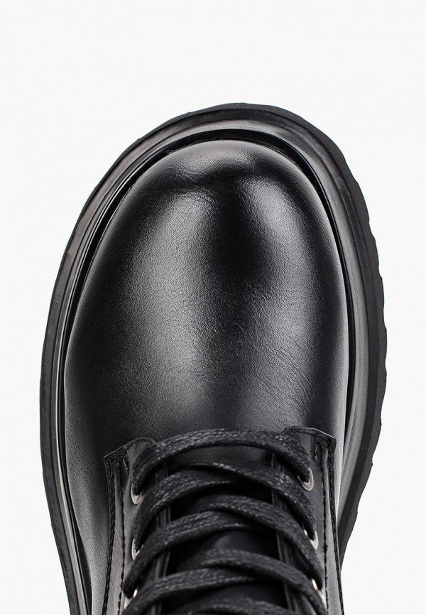 Bottes montantes à lacets et semelles épaisses - Noir
