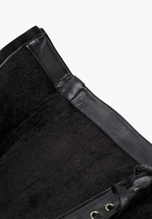 Bottes montantes à lacets et semelles épaisses - Noir