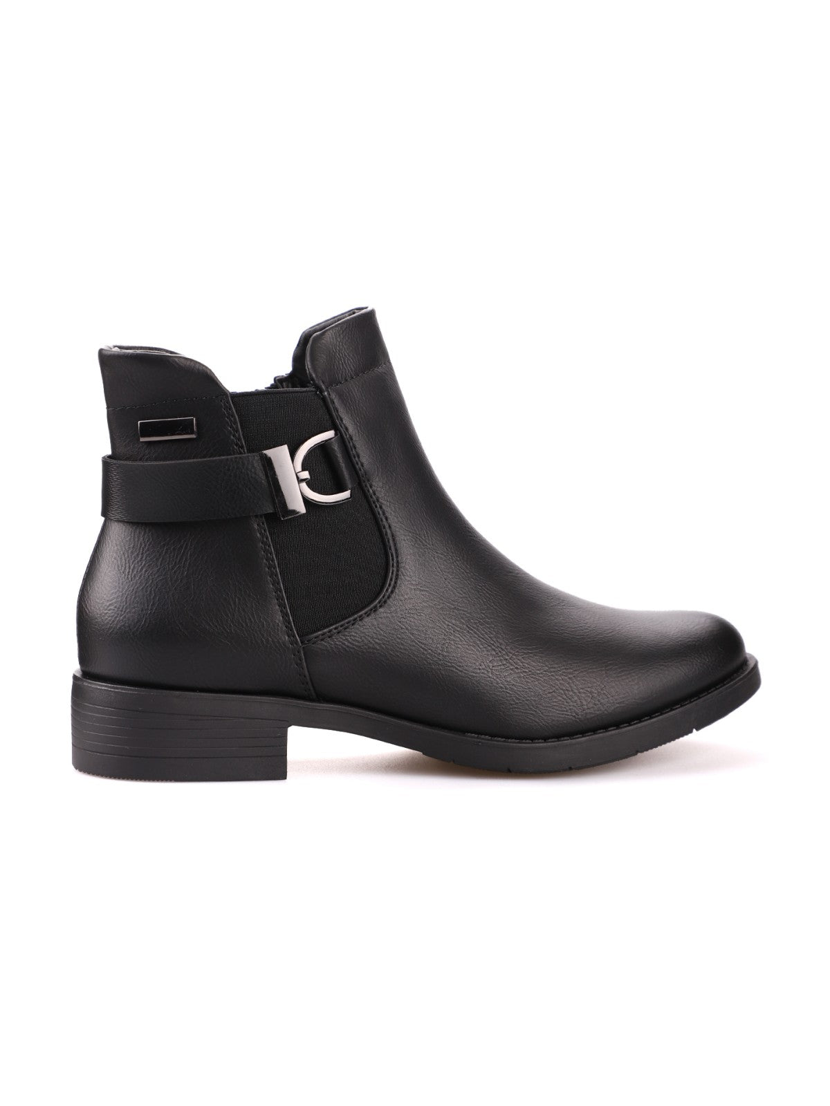 Bottines plates noir avec boucles à la cheville