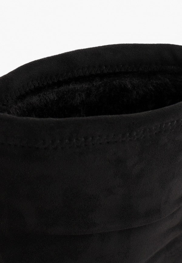 Cuissardes noires plates en simili- daim