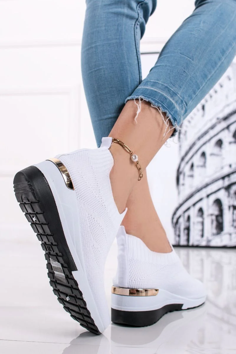Baskets basses femmes compensés, tendance blanche