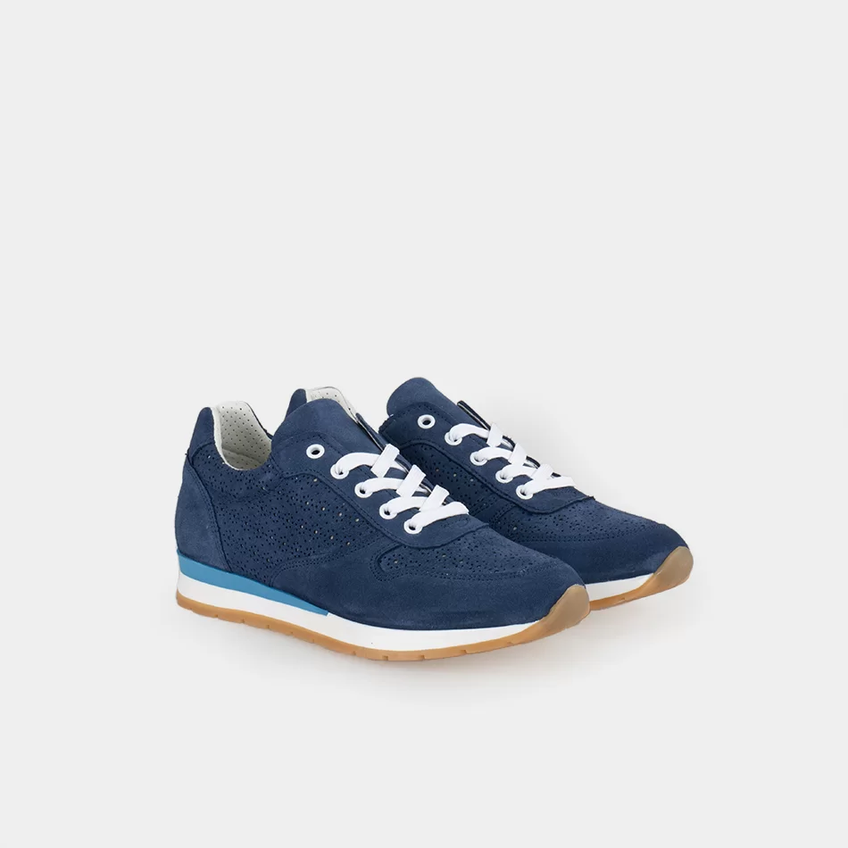 Tennis Femme Cuir marche confort, Bleu marine