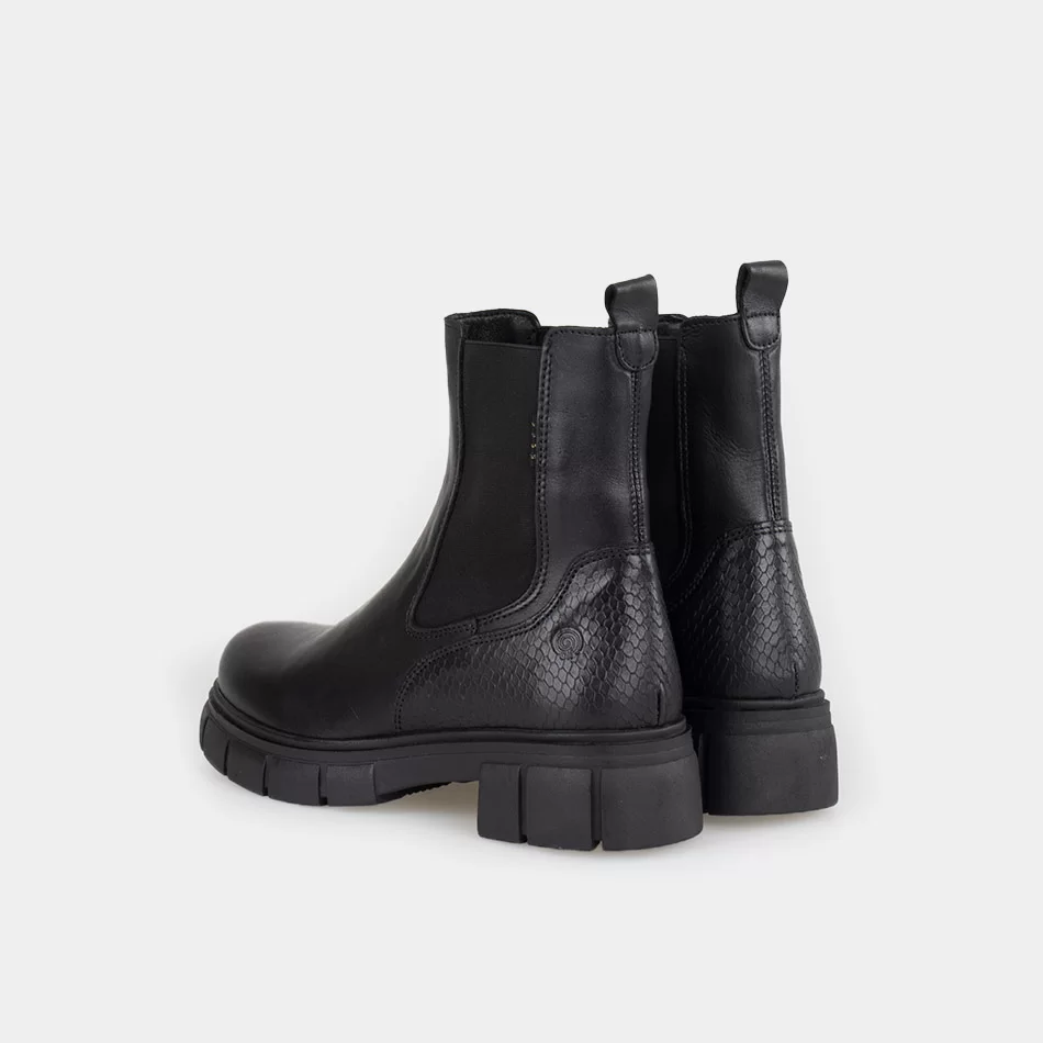Bottines Chelsea femmes en Cuir noir souple, semelle épaisse
