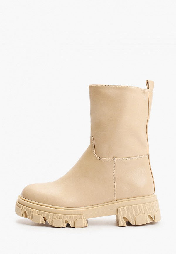 Chelsea bottines beige à semelles crantées