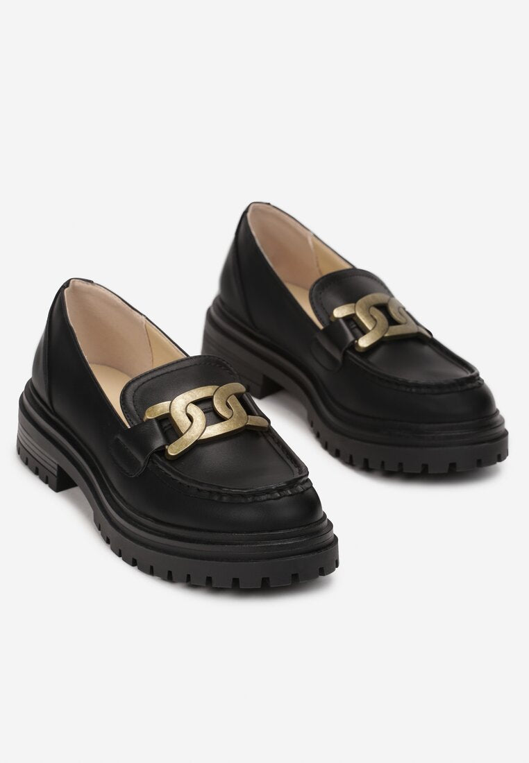 Mocassins femme avec boucle grosse semelle, Noir