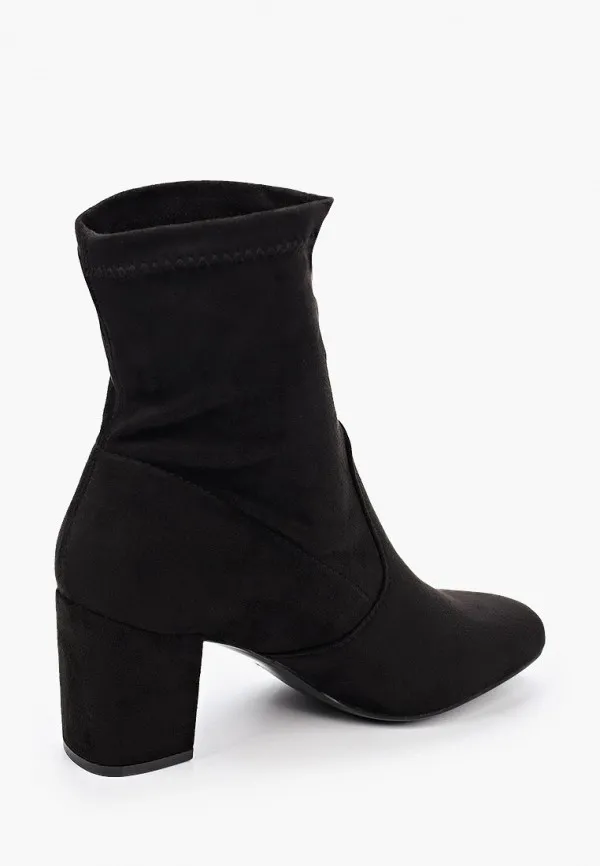 Bottines Femmes avec petit talons carré à tige chaussette, Noir