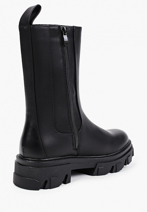 Bottines/ Bottes noir à plateau