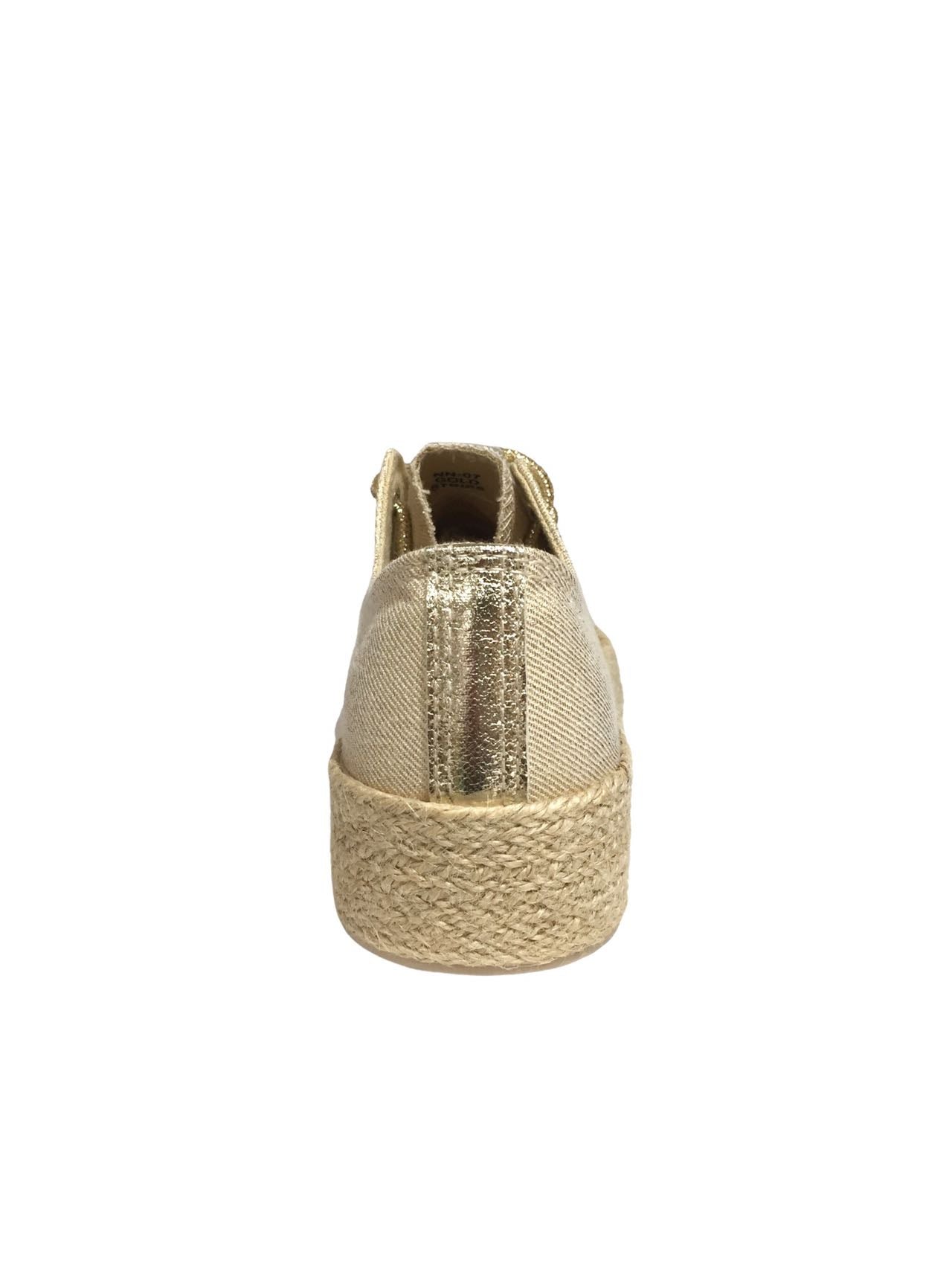 Baskets à lacets avec semelle en corde, Doré clair
