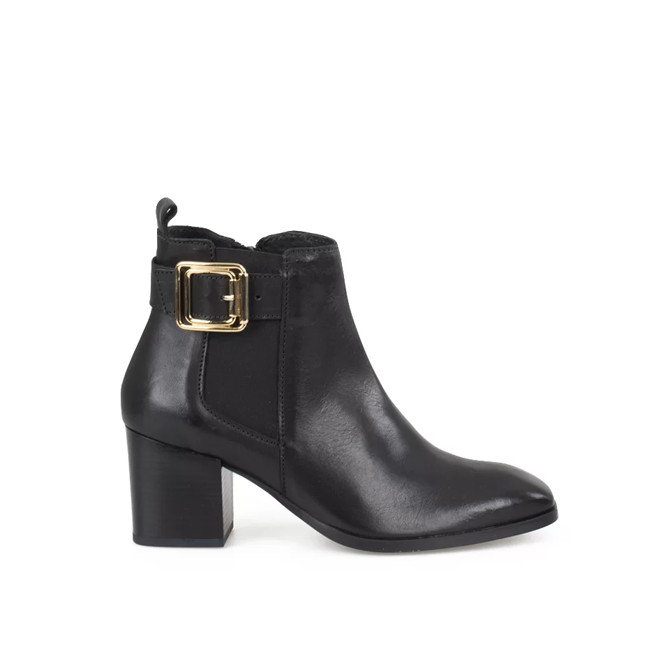 Bottines cavalières cuir à talon, noir