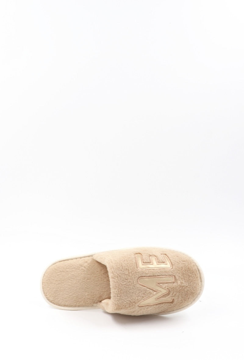 Chaussons fourrés femme, crème beige