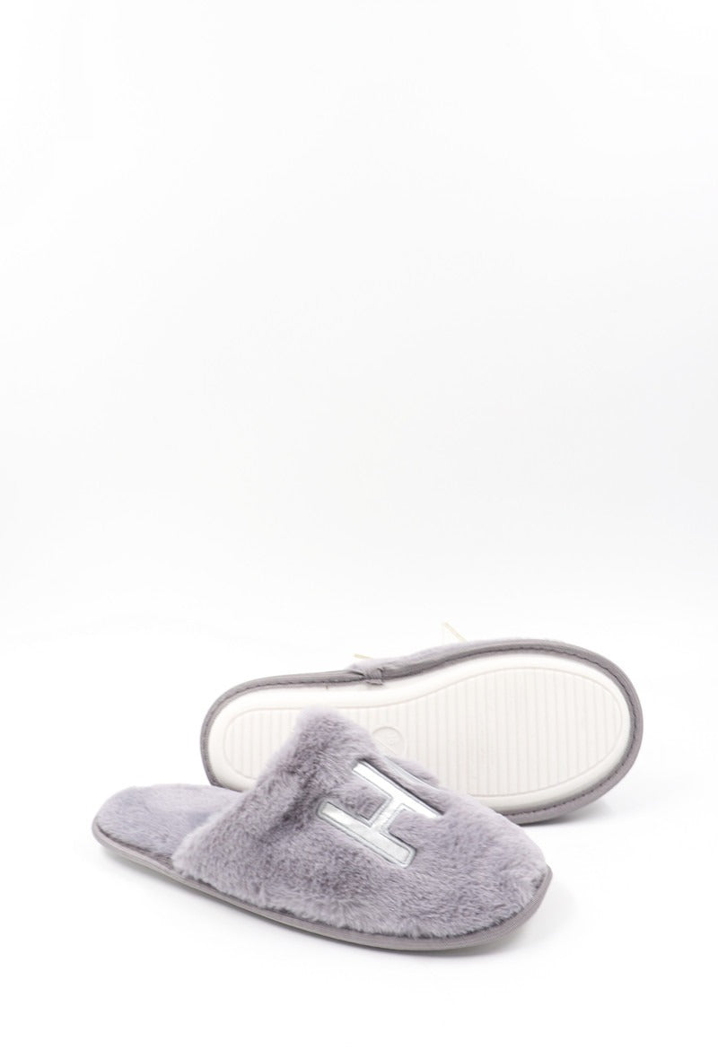 Chaussons fourrés femme, Gris