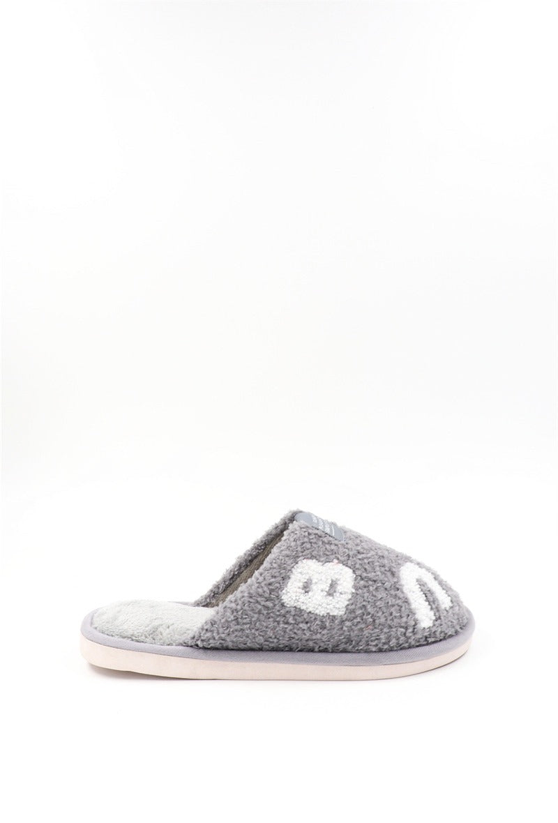 Chaussons Pantoufles fourrés femme, gris
