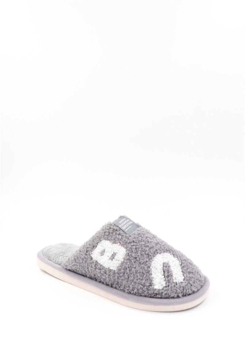 Chaussons Pantoufles fourrés femme, gris