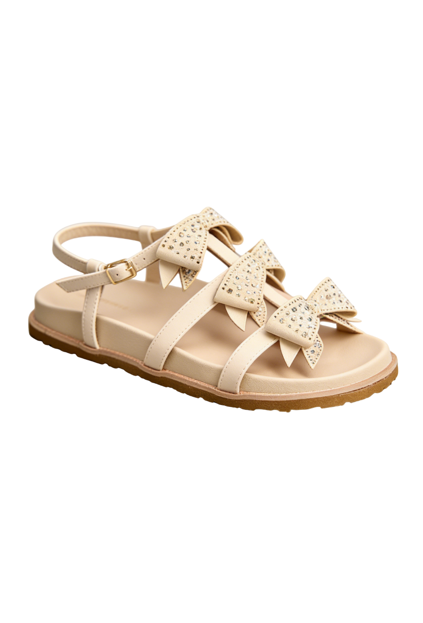 Sandales spartiates avec nœuds à plateforme, Beige