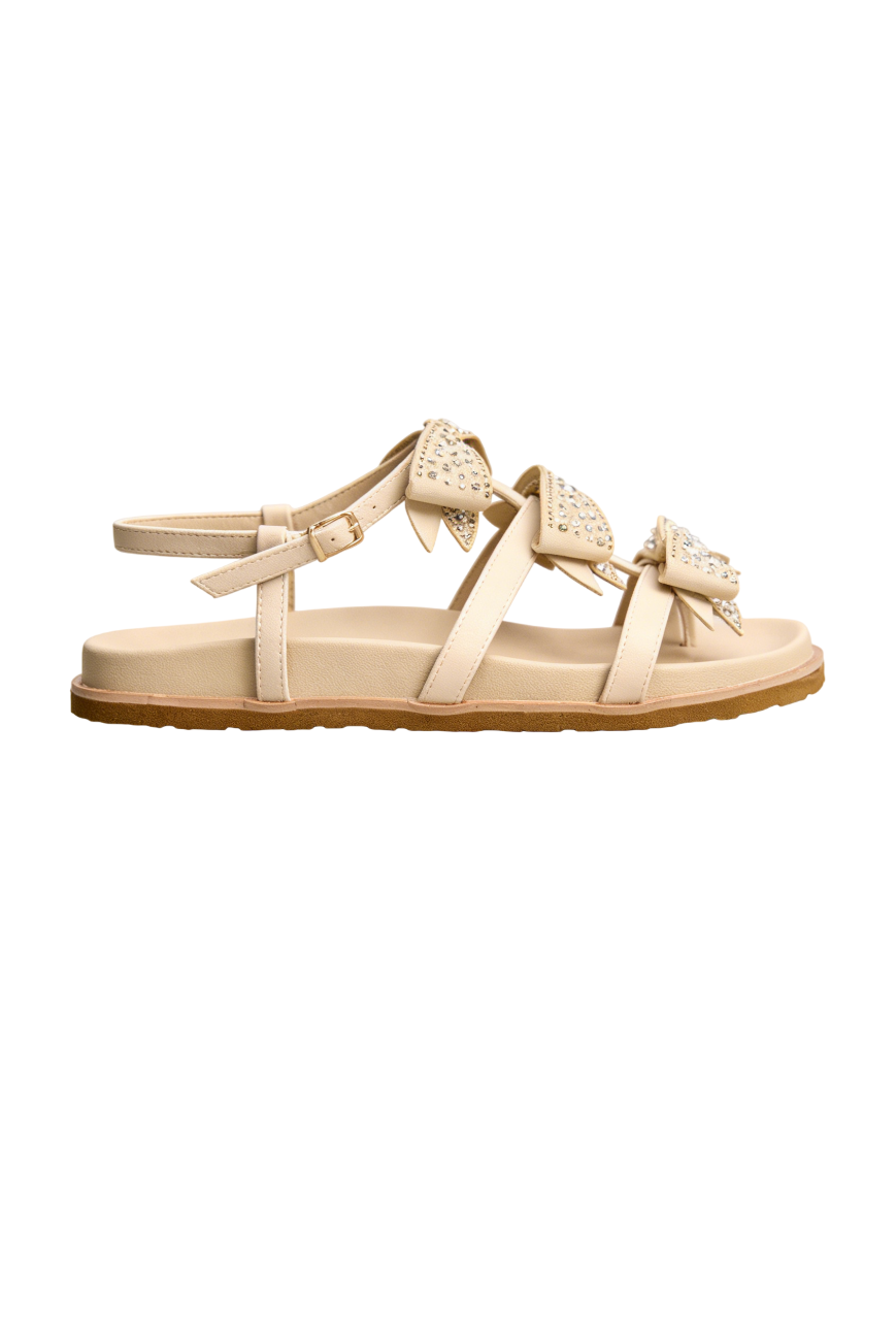 Sandales spartiates avec nœuds à plateforme, Beige