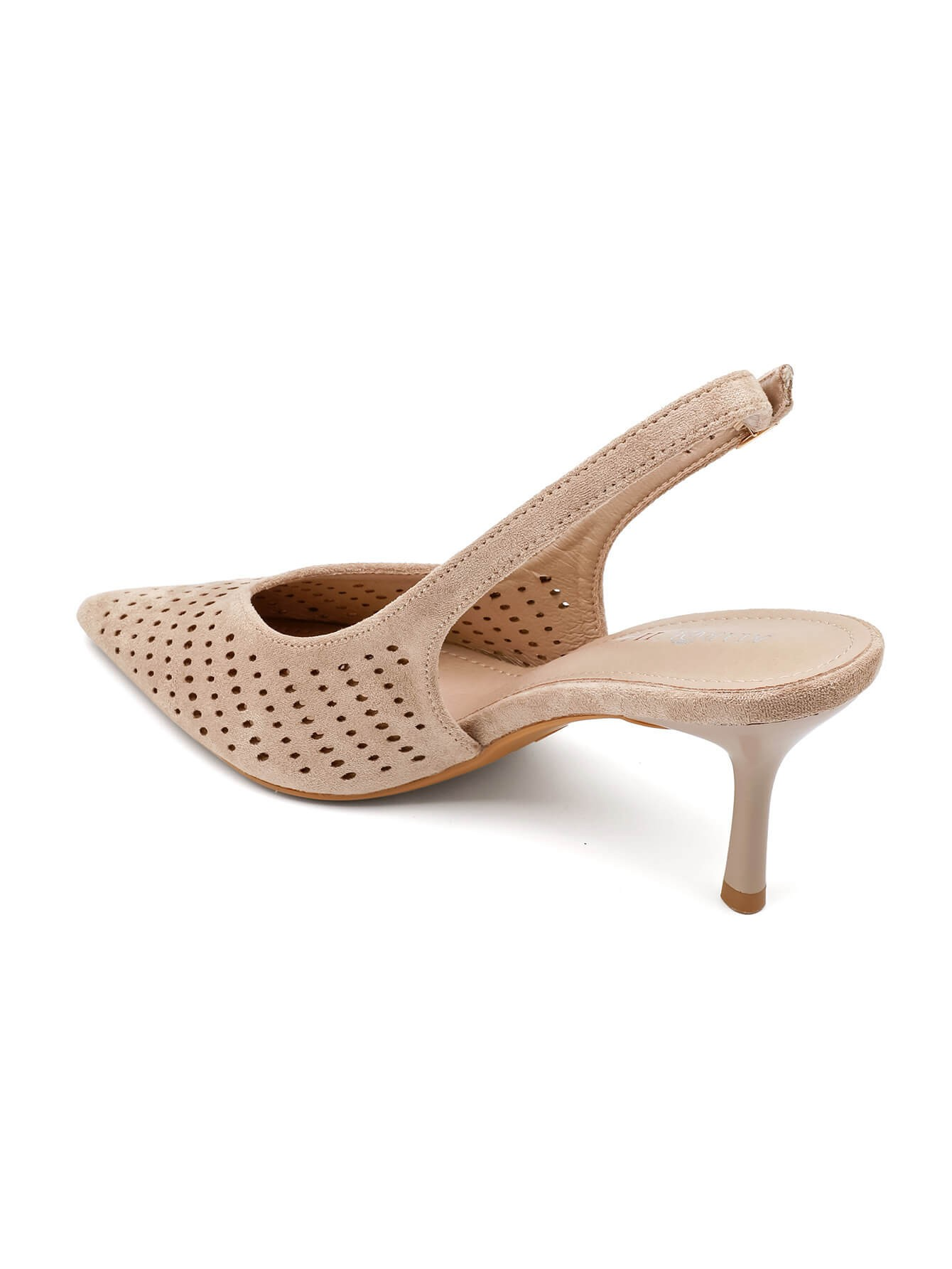 Escarpins slingback ajourée talon aiguille, Taupe