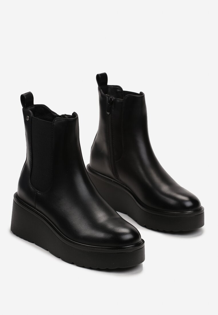 Bottines femmes compensees a plateforme Noir