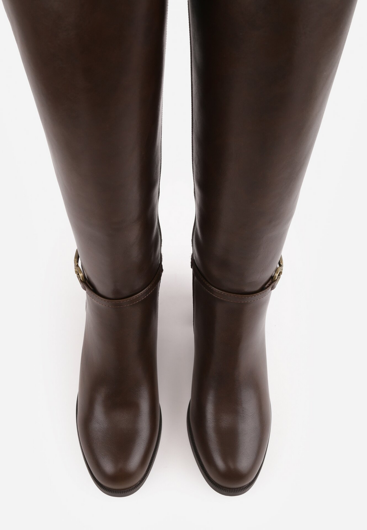 Bottes hautes à détail mors équestre et talon bloc - marron