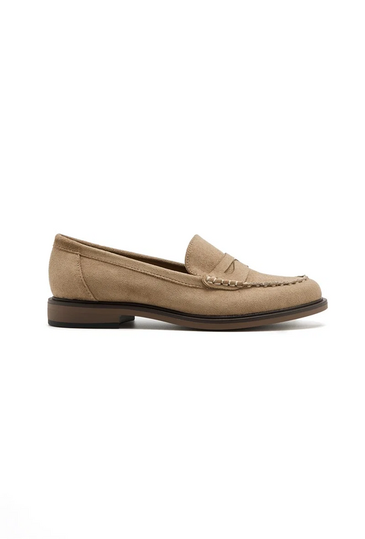 Mocassin / loafer en suédine - taupe