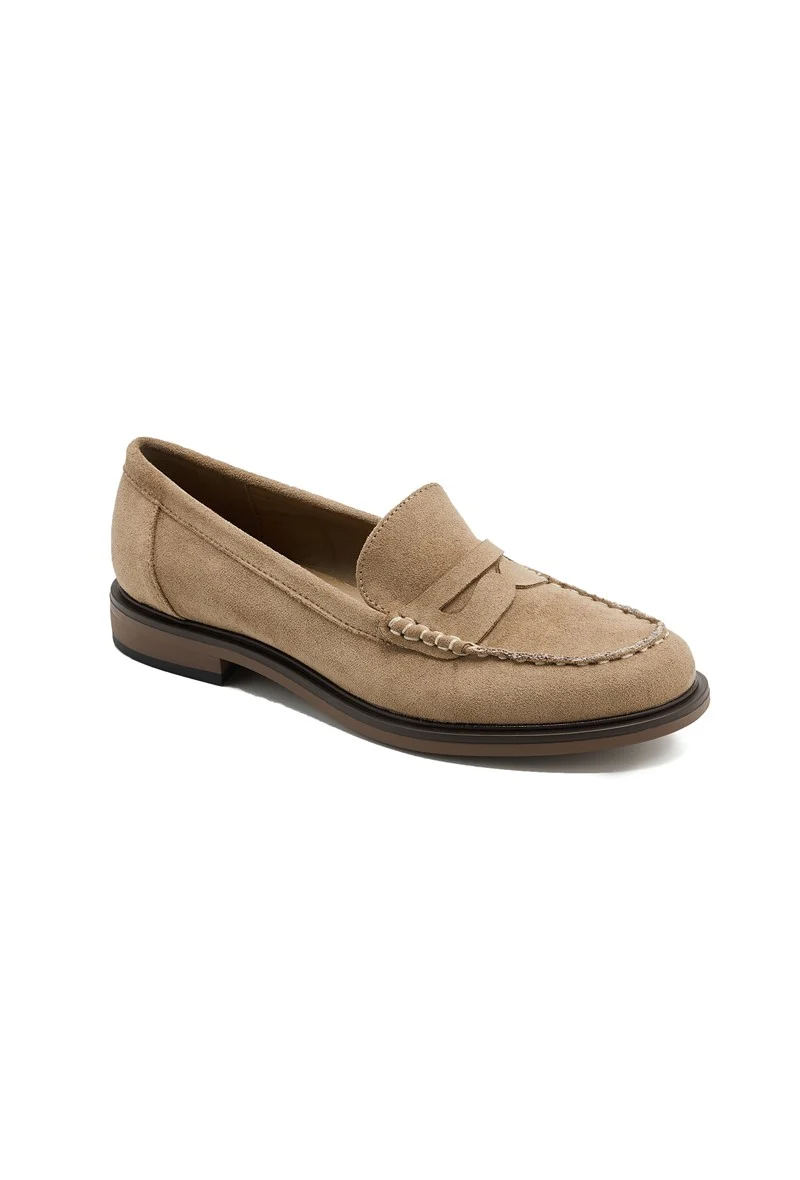 Mocassin / loafer en suédine - taupe