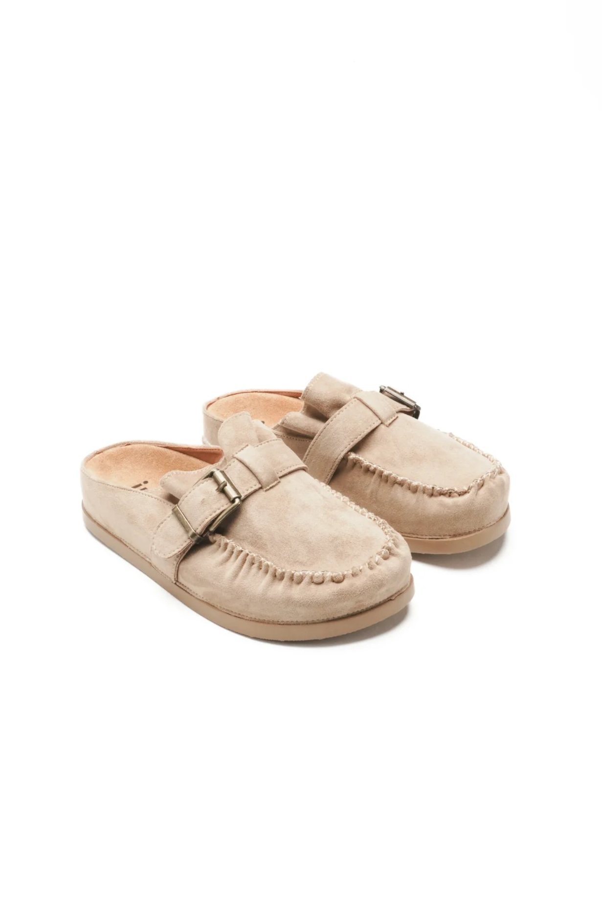 Sabot plate avec bride boucle,  beige écru