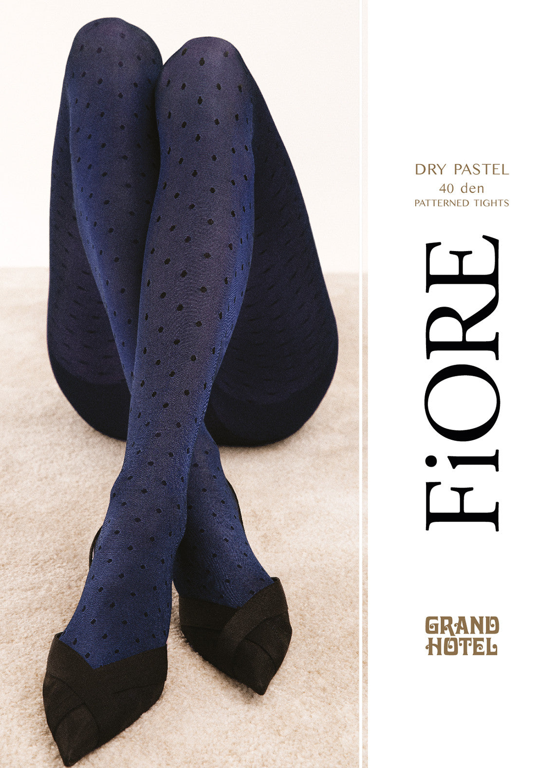 Fiore Dry Pastel 40 den - Collant à pois bleu et noir