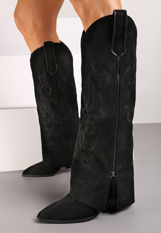 Bottes cowboy style santiags guêtre, Noir