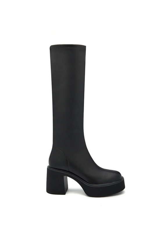 Bottes plateforme à talons bloc - noir