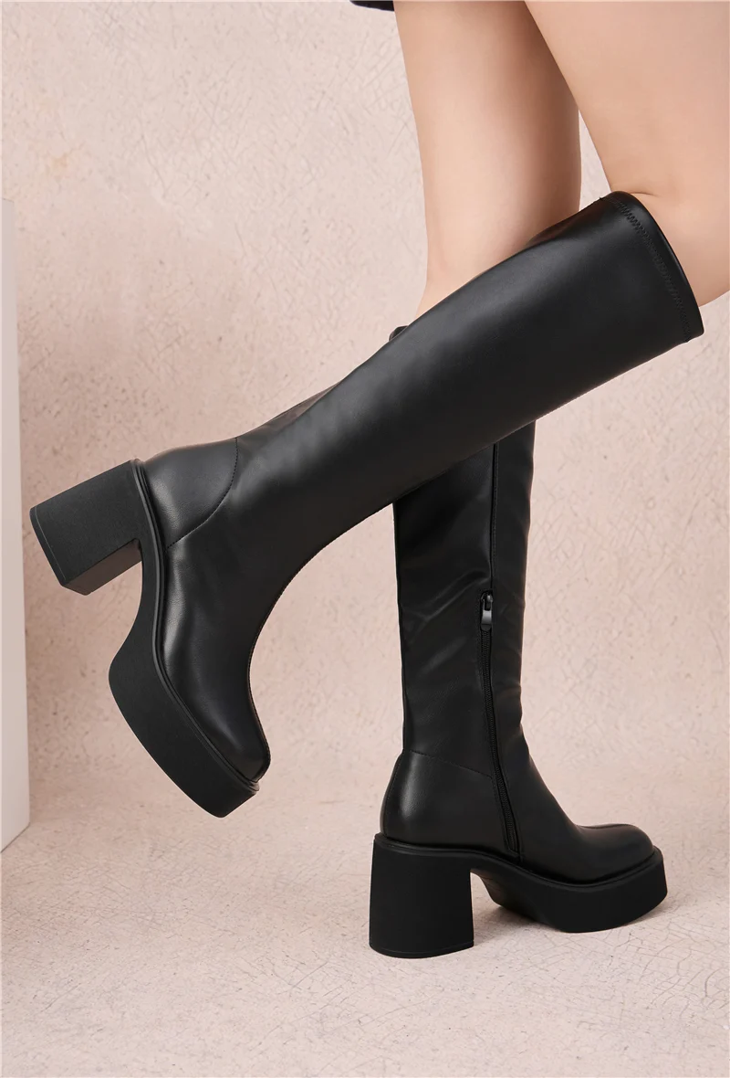 Bottes plateforme à talons bloc - noir