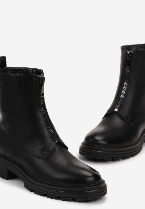 Bottines femmes fermeture zippees devant plateforme