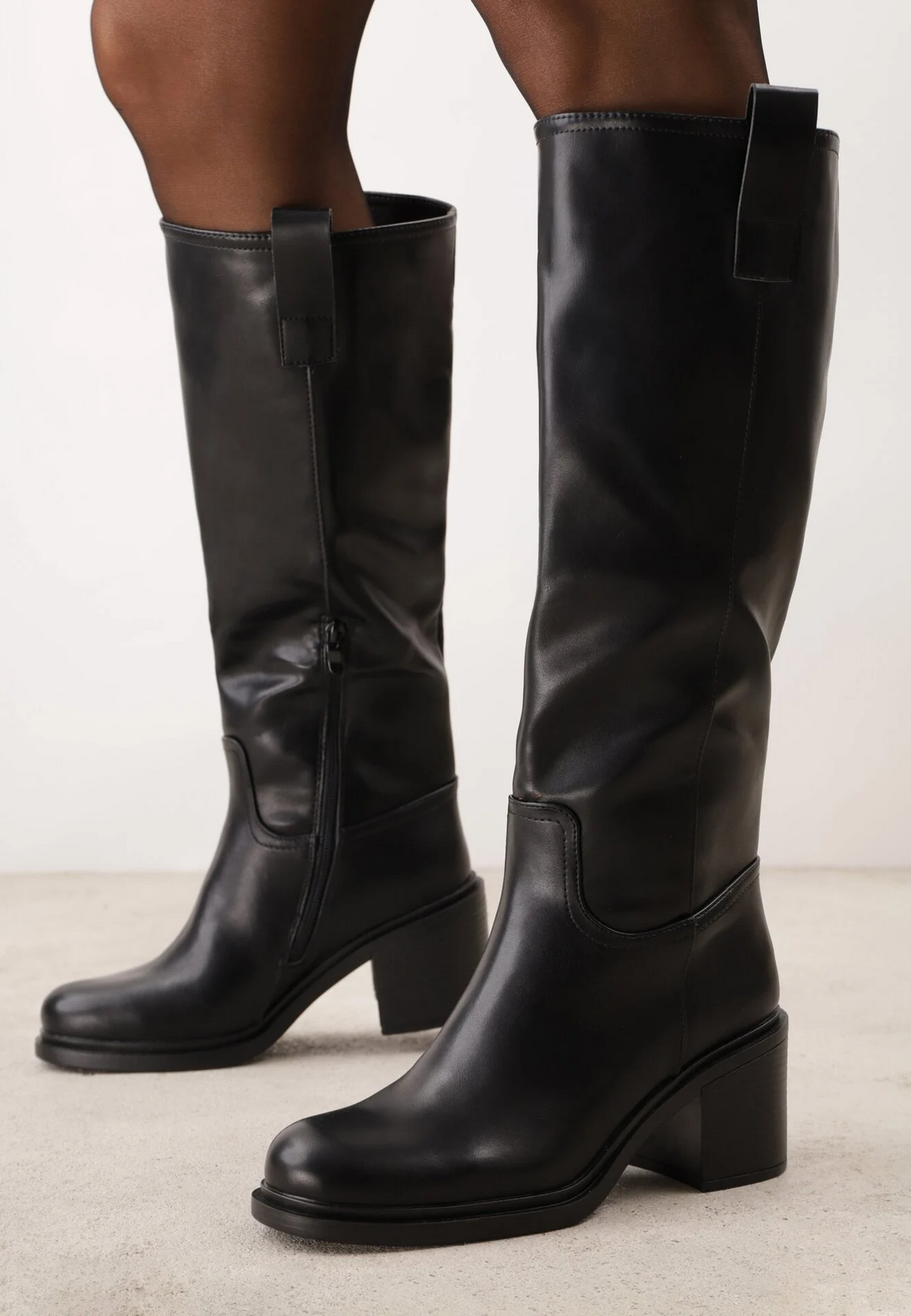 Bottes motard à talons bloc - noir