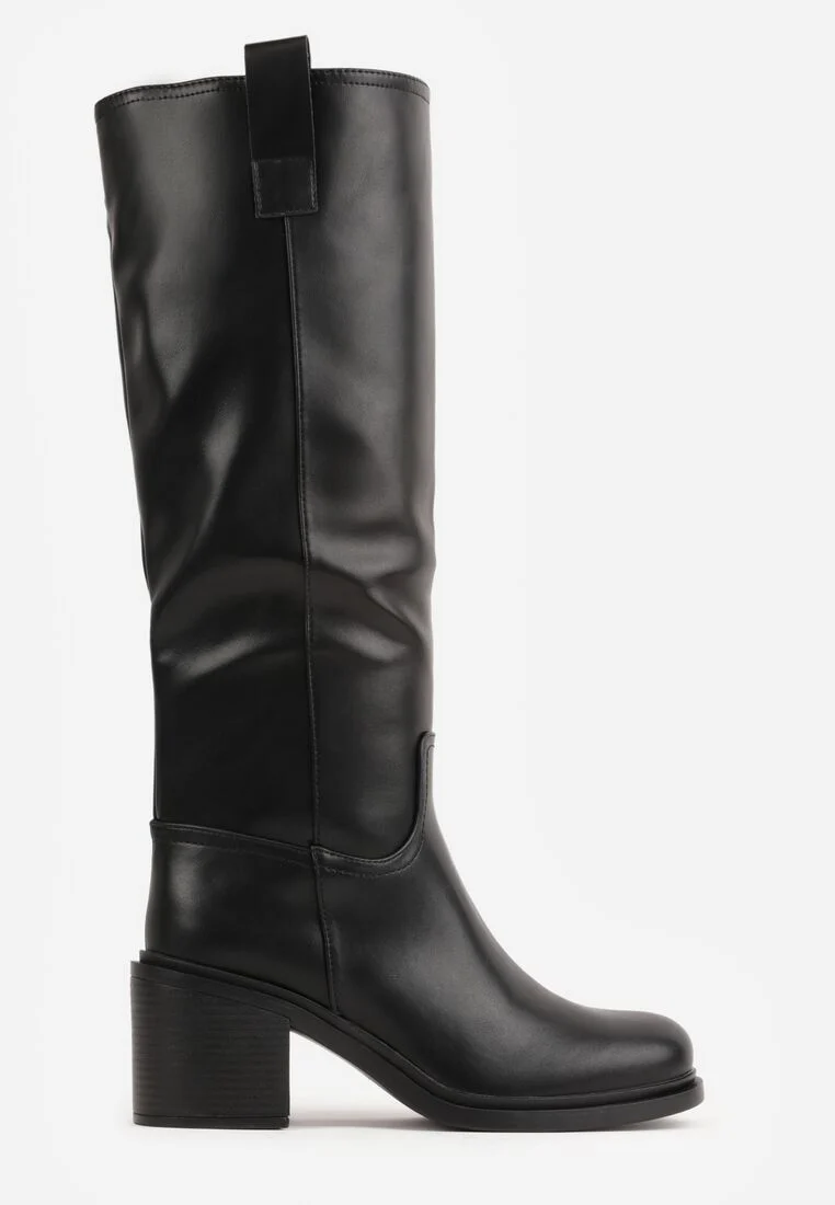 Bottes motard à talons bloc - noir