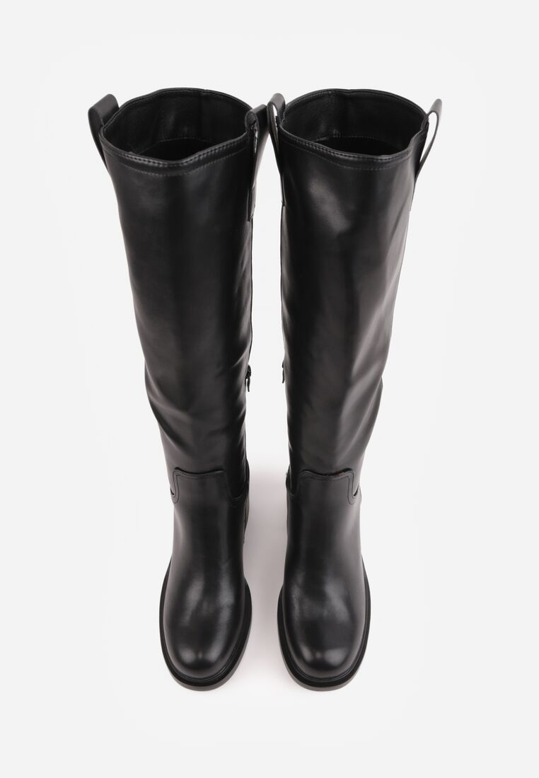 Bottes motard à talons bloc - noir