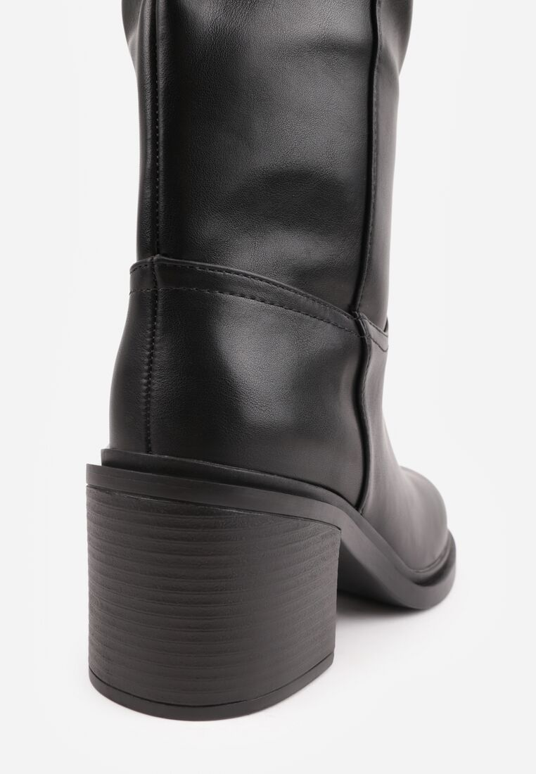 Bottes motard à talons bloc - noir