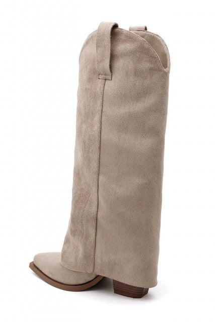 Bottes Santiags guêtres avec franges, Taupe