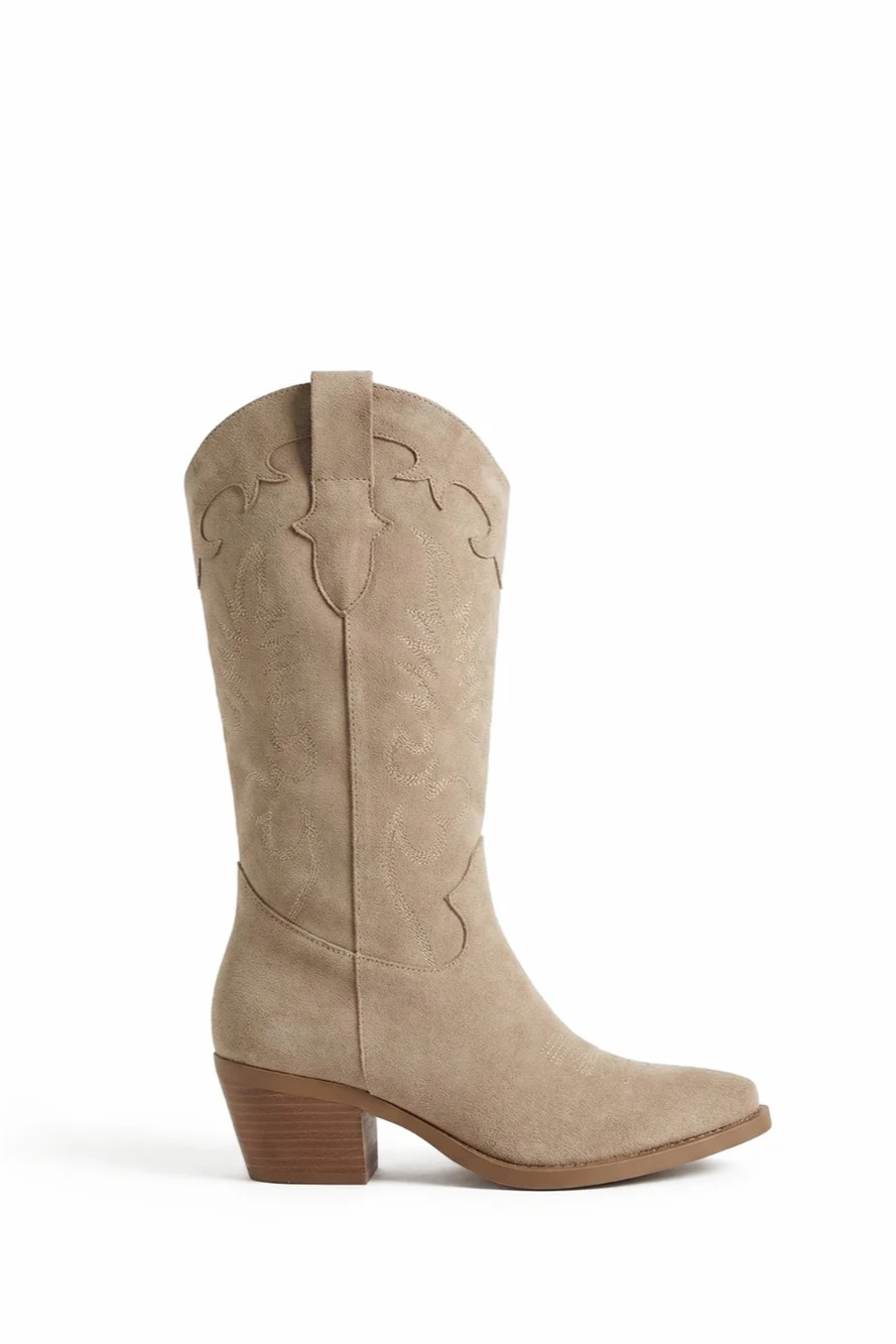 Bottines Santiags style Cowboy, Taupe