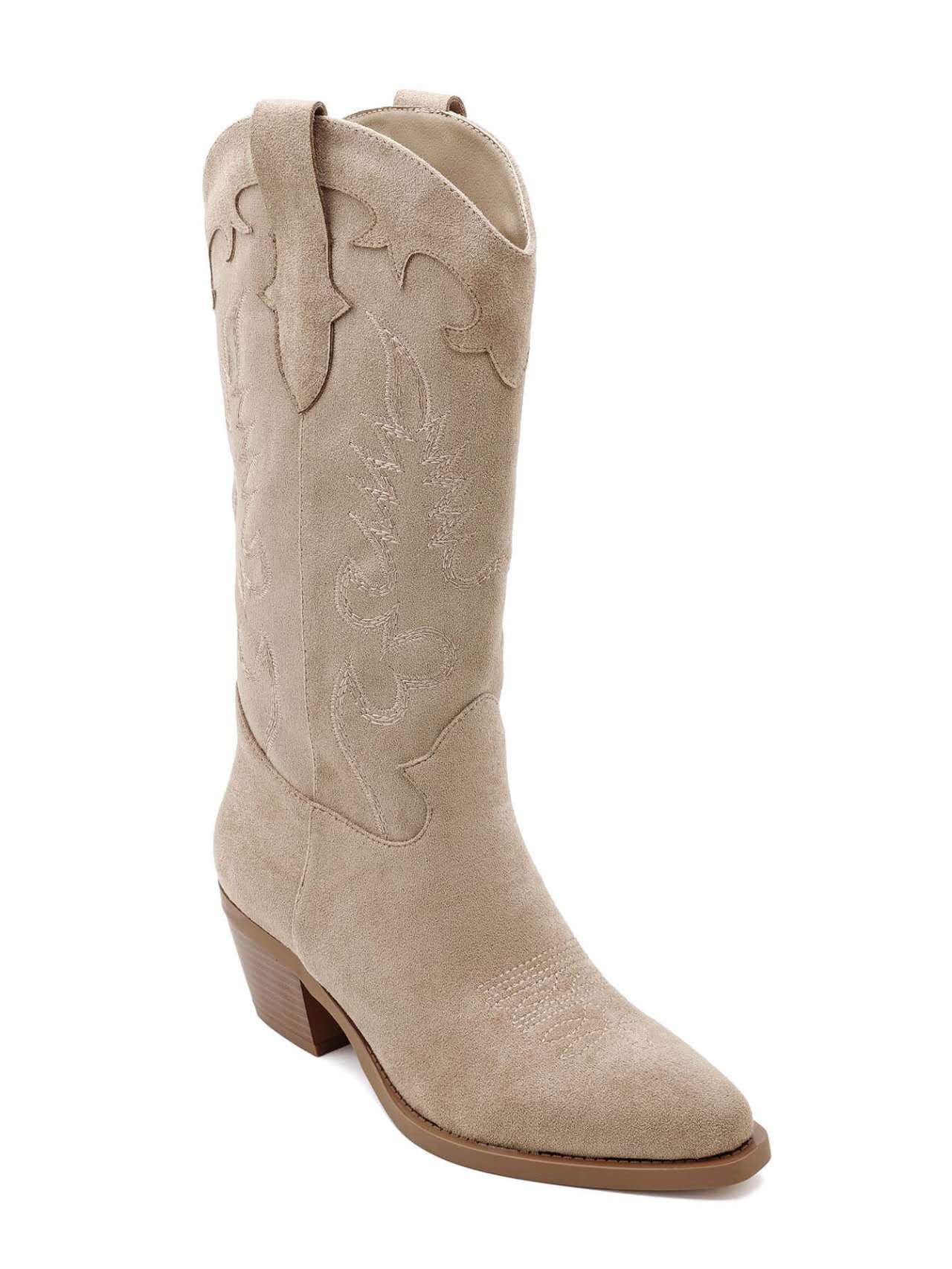 Bottines Santiags style Cowboy, Taupe