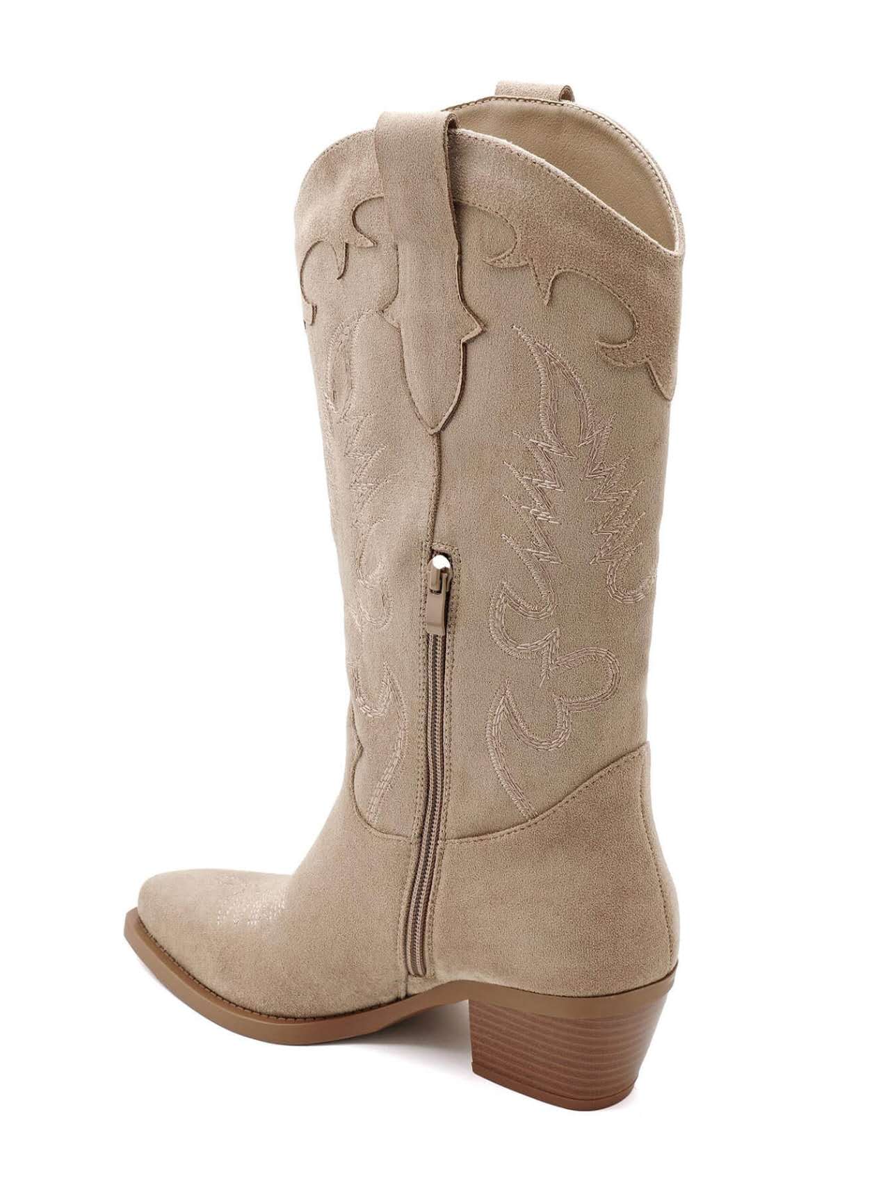 Bottines Santiags style Cowboy, Taupe