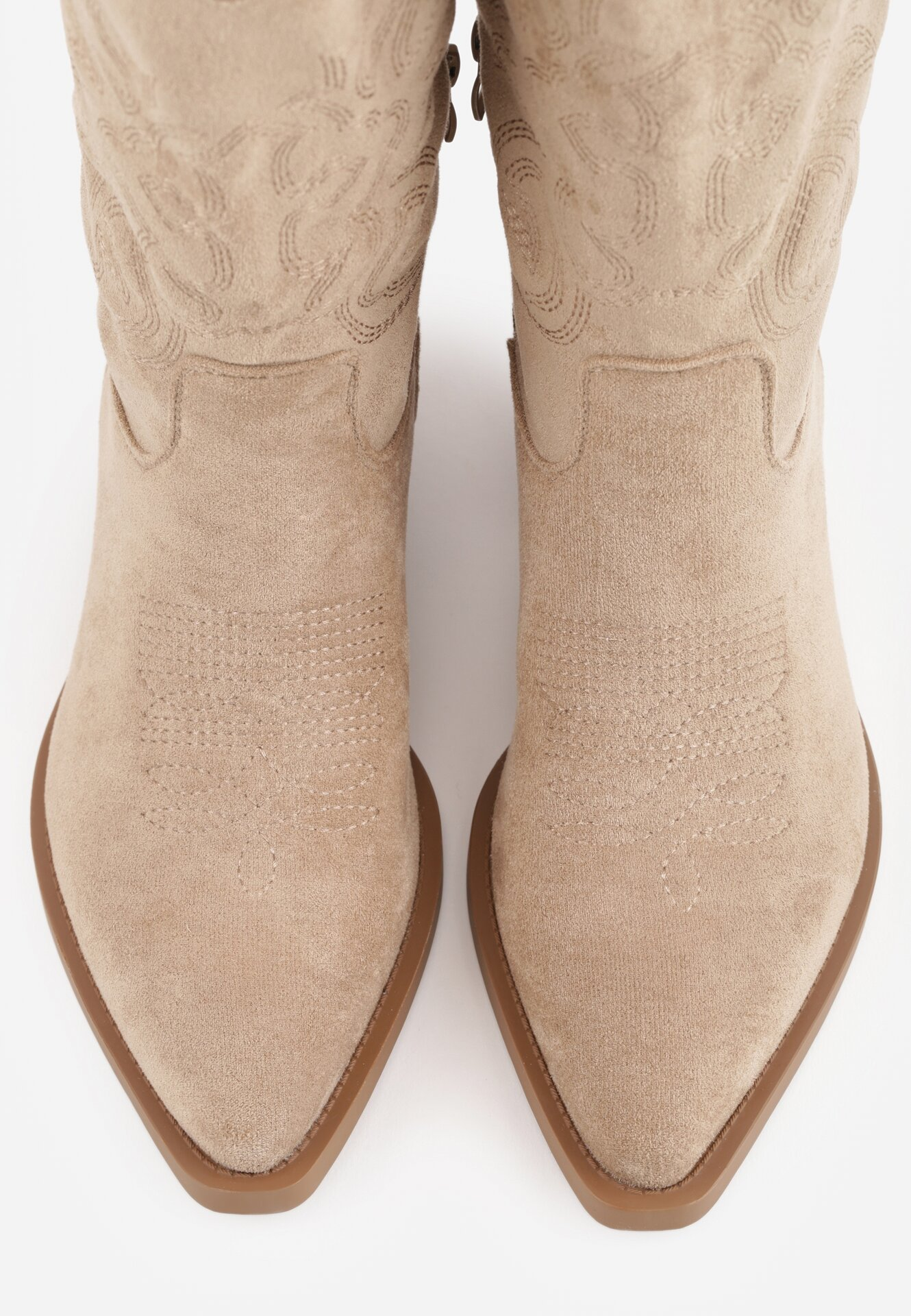 Bottines Santiags suédine style Cowboy mi Mollet - taupe