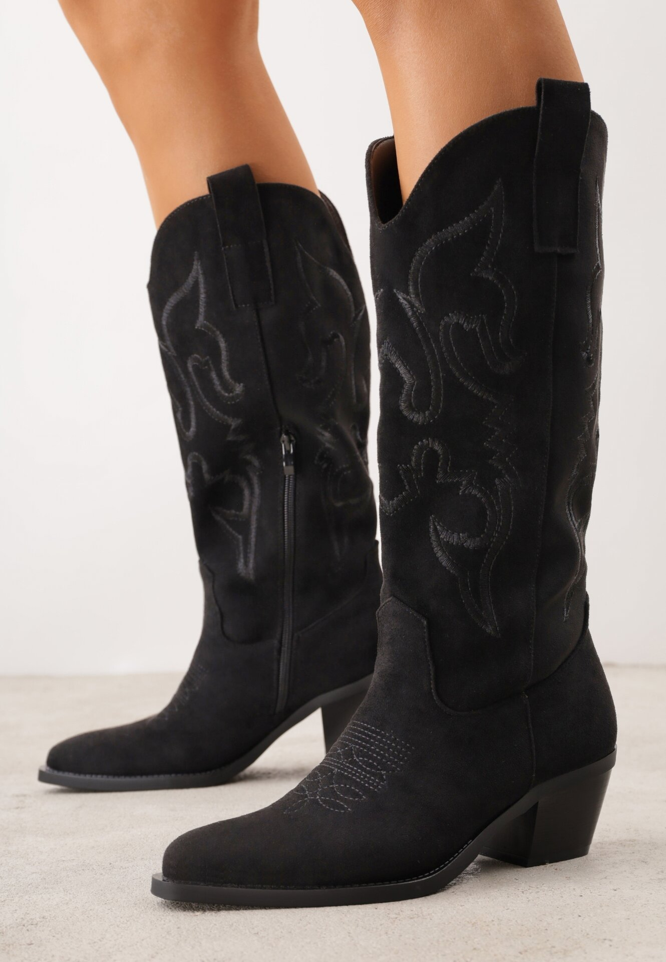 Boots Santiags suédine style Cowboy - NOIR